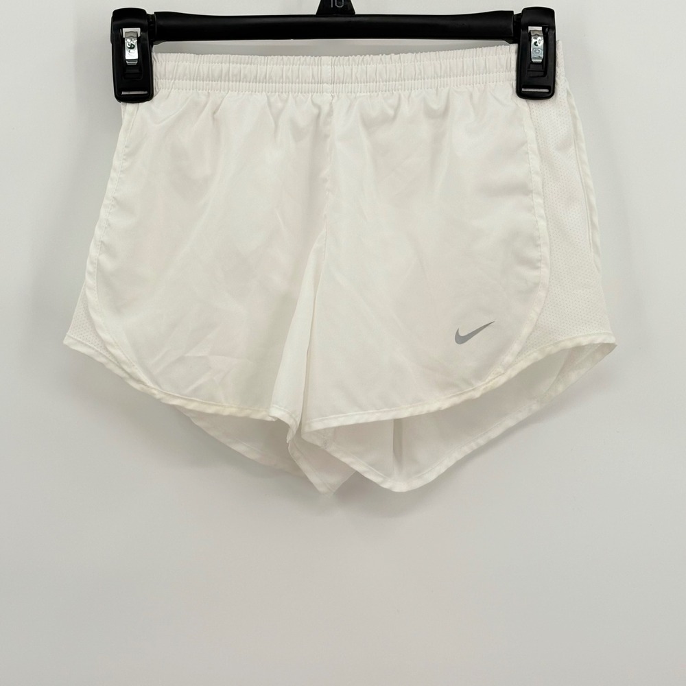 Nike Dri-FIT Womens Running Shorts White Mesh Athletic Size Medium‎ 1704